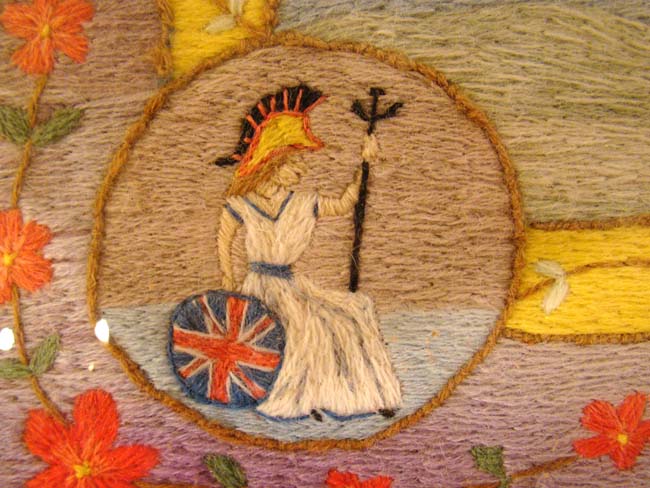 A Charming 19th century Sailor made Woolwork of a British Man of War circa 1870 — image 4